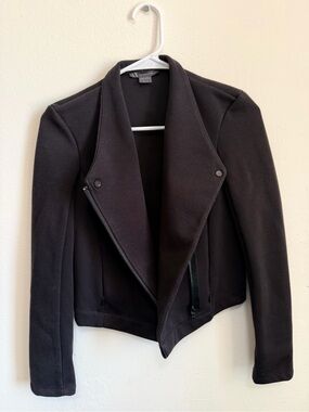 Armani Exchange Black Asymmetrical Moto Blazer